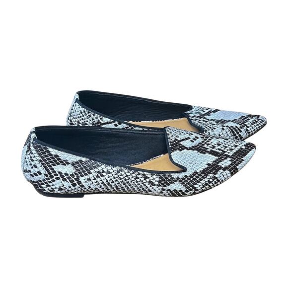 Bamboo Snakeskin Print Pointed Toe Flats 7.5 Loafers Y2K Slip On Shoe mobwife - Picture 2 of 11
